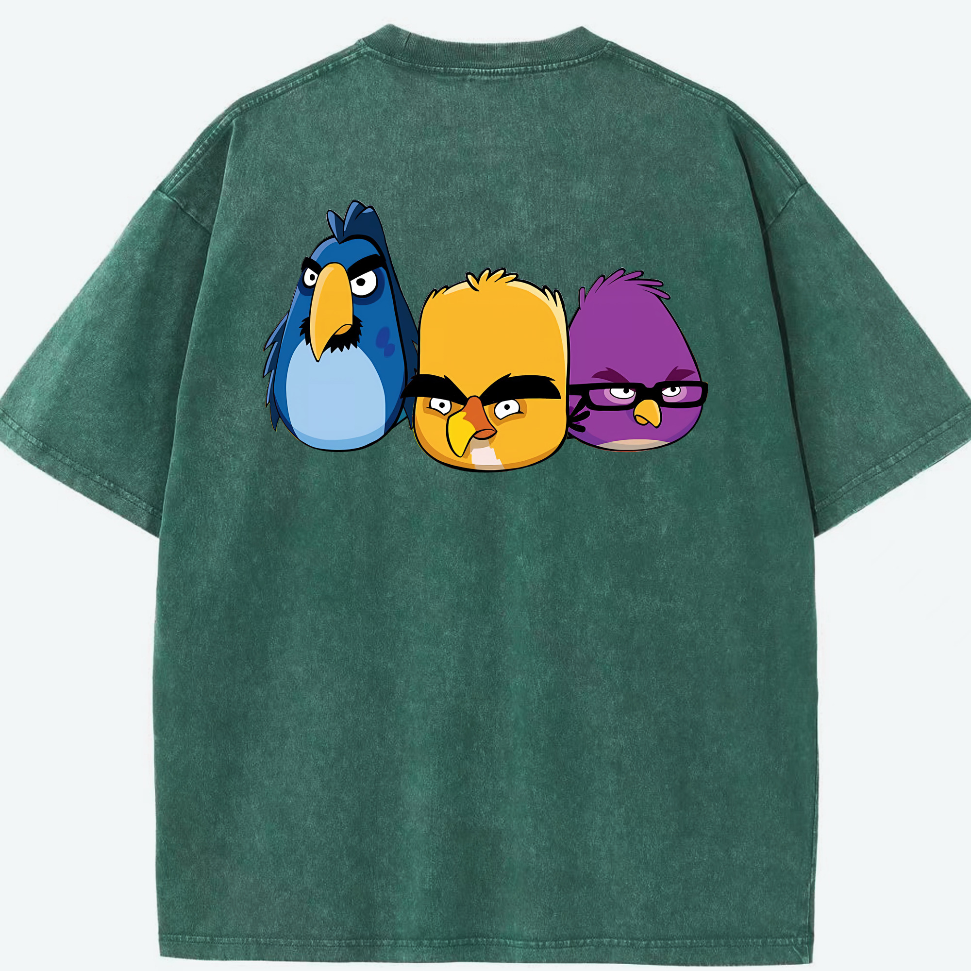（画像用） Angry Birds アングリーバード 綿100% ヴィンテージ風 半袖Tシャツ（背面プリント）